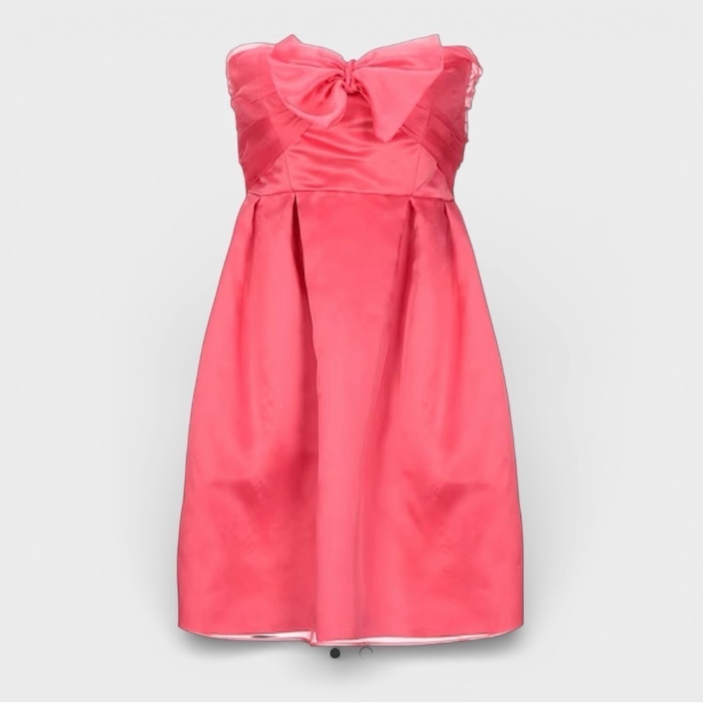 PINKO NWT 100% Silk Pink Strapless Mini Dress with Bow and Tulle.